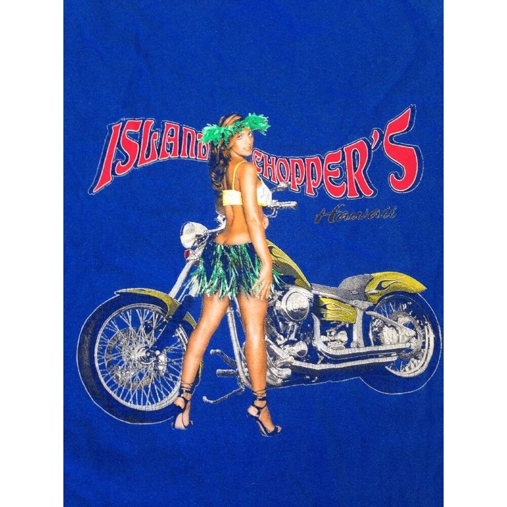 Island Choppers Hawaii Tropical Pin Up Girl Biker Mens T-Shirt 3XL XXXL 54" Chst